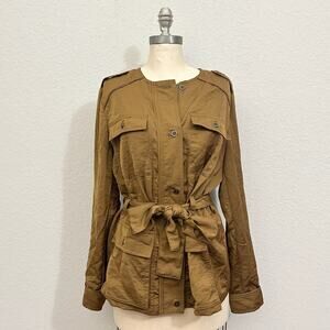 HEI HEI ANTHROPOLOGIE Jacket Chestnut Brown Tie Waist Safari Coat